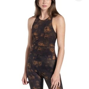 LOLE Dalia Crushed Blooms Gold Tank Top Size Large, New With Tags
